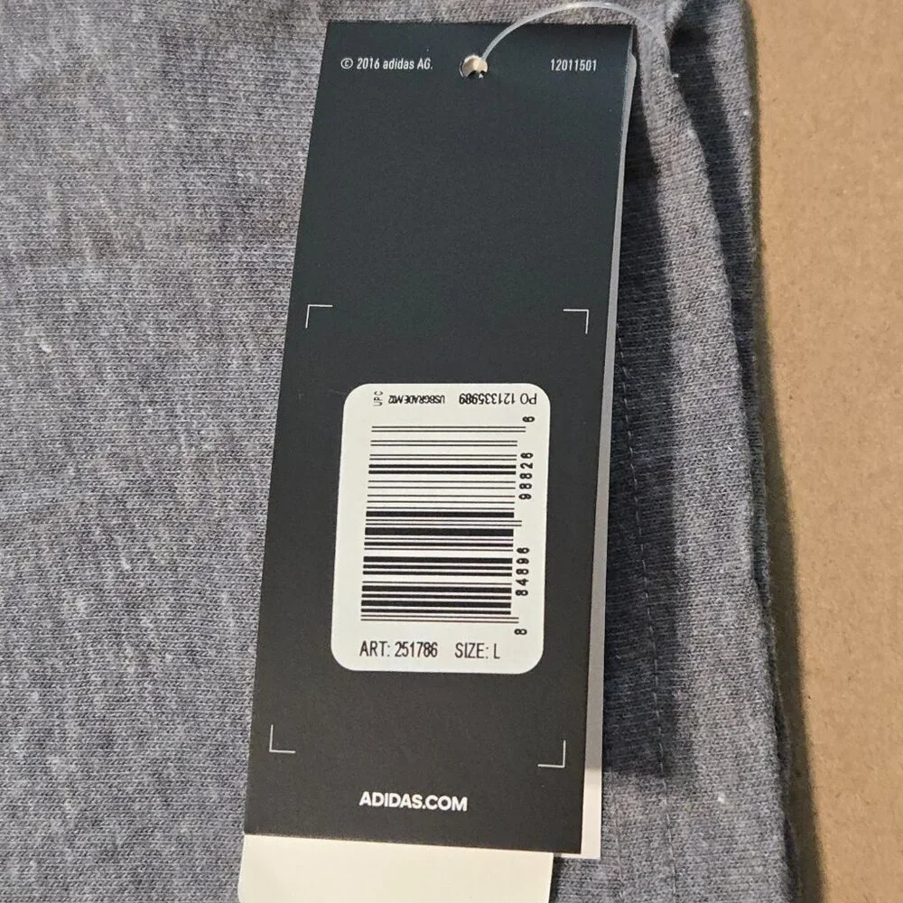 Adidas Plain Gray Short Sleeved T-Shirt - size: LG